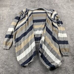 Apostrophe Striped Cardigan Sweater Womens Petite Medium Long Sleeve